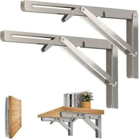 Lot de 2 Supports Pliants 300mm – Équerres Murales Robustes pour Étagères, Bureau, Cuisine et Garage – Gain de Place (1/4)