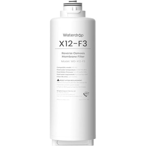 Waterdrop WD-X12-F3 Filtre, Remplacement pour X12-Basic & WD-X12-Alkaline 1200 GPD Système d'Osmose Inverse, Durée de Vie de 24 Mois, Réduit PFAS (1/5)
