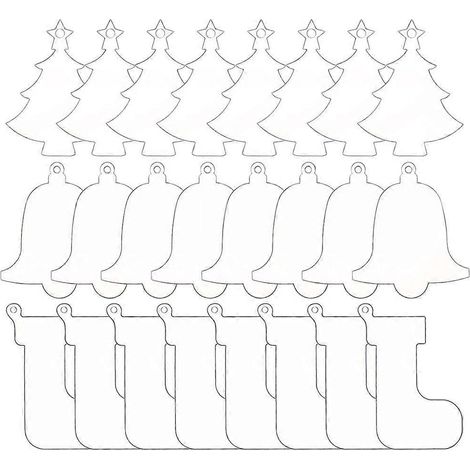 30 décorations de Noël transparentes vierges, pendentifs en acrylique transparent pour sapin de Noël-8x5.7cm-White (1/3)