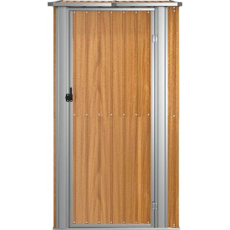 Abri de jardin marron 118,5 x 97 x 209,5 cm acier galvanisé - Remise jardin rangement extérieur terrasse (1/5)