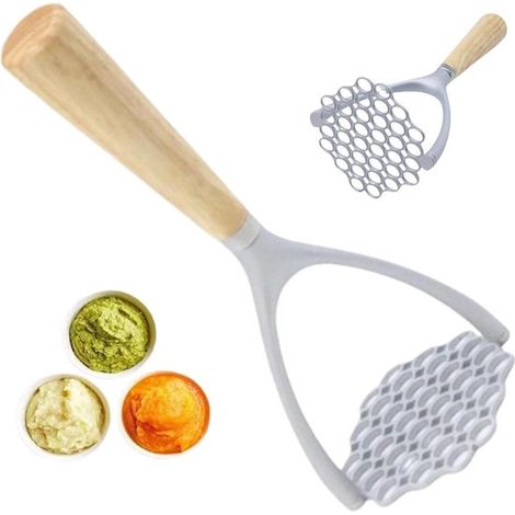 Prensa para patatas - Machacador de cocina - Preparación de alimentos - Mango ergonómico de madera - 24 cm - No especificado (1/5)