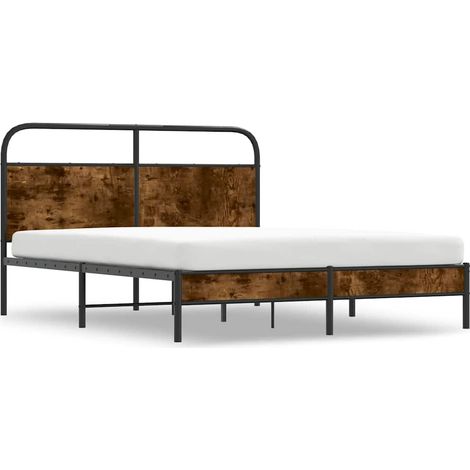Bed Frame Without Mattress 160x200cm Smoked Oak Engineered Wood vidaXL (1/5)