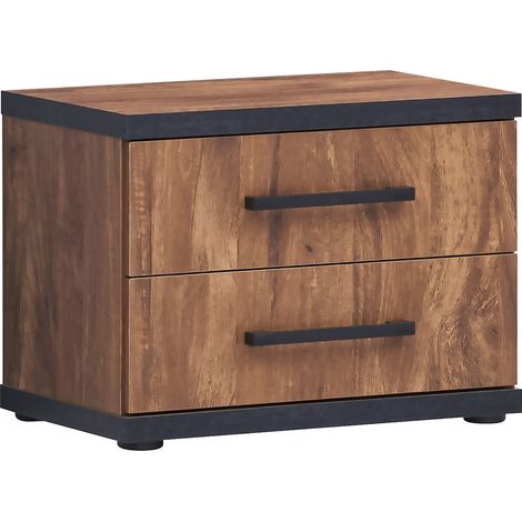 Table de chevet contemporaine acacia/noir Marinella (1/4)