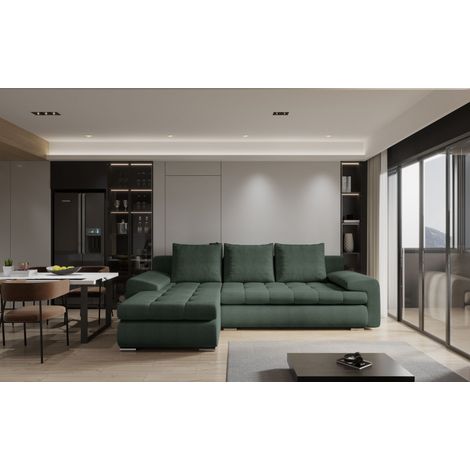 Kaiser Möbel Elegantes und modernes Ecksofa TOMI Abriamo Dunkelgrün Links (1/4)