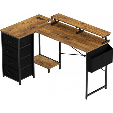 Levede L Shaped Desk with Storage Drawer Charing Office Computer Corner Table