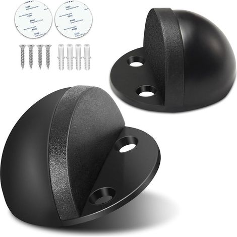Butée de porte autocollante en caoutchouc noir, sans perçage, pour bas de porte, protection murale, lot de 2