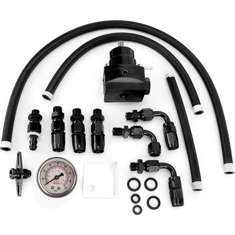 Kit régulateur de pression de carburant universel réglable 160PSI avec manomètre, noir (1/5)