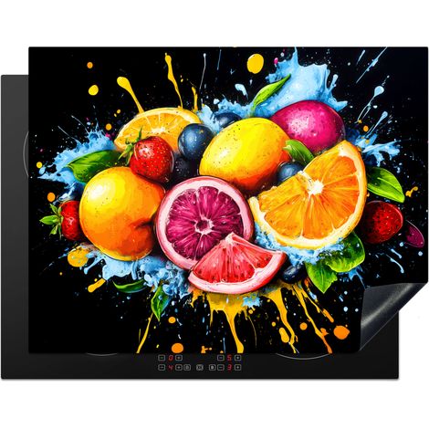PROTEZIONE PER PIANO COTTURA A INDUZIONE Frutta - Graffiti - Colorato - Arancione - Fragola - Astratto 77x59