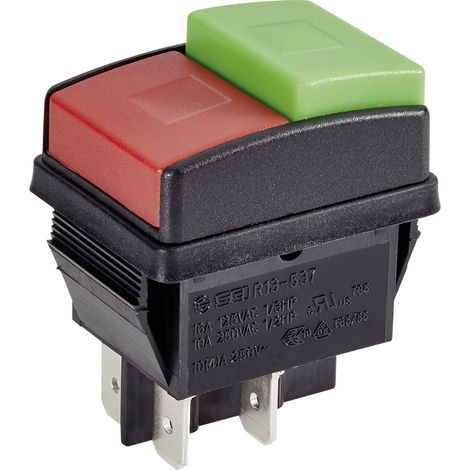 TRU COMPONENTS 1587859 TC-R13-537A B/R/G Drucktaster 250 V/AC 10 A 2 x Aus/Ein rastend    1 St. (1/4)