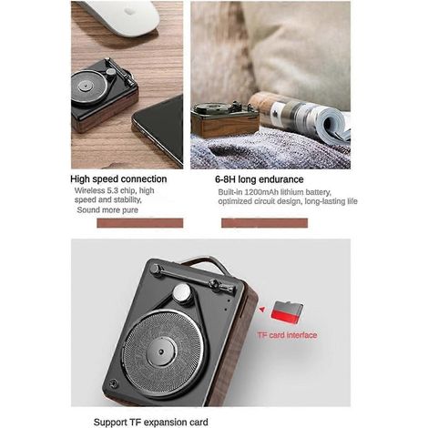 Enceinte portable vintage Bluetooth audio avec caisson de basses (1/5)