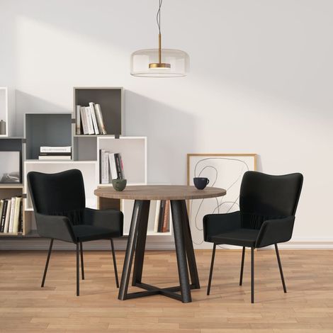 Lot de 2 Chaises scandinave Chaises de salle à manger Noir Velours 18358 (1/5)