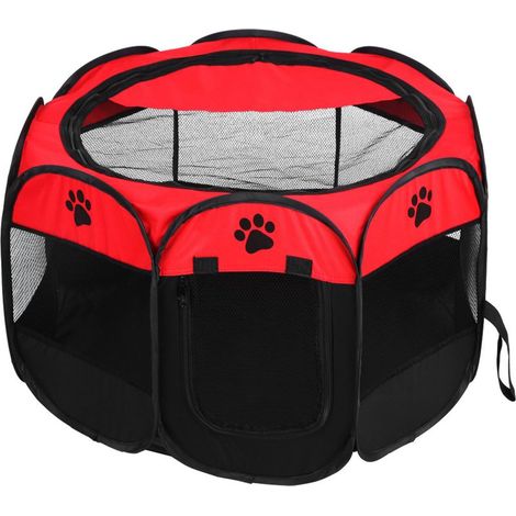 ,Parc Chien,Cage pliable portative pour chien et chat,enclos chien,utilisation intérieure/extérieure, rouge (1/5)