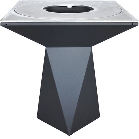 Brasero barbecue portable acier graphite 90x90x98,2cm – Plaque de cuisson acier carbone – Pour soirées extérieures – Artiss Design (1/4)
