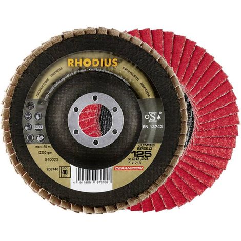 Rhodius 208746 JUMBO SPEED Disco con falde Diametro 125 mm Ø foro 22.23 mm Dimensione dei grani 40 Acciaio inox 1 pz. (1/5)