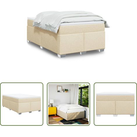 Matelas à ressorts ensachés - Sommier à lattes de lit avec matelas crème 120x190 cm tissu (1/5)