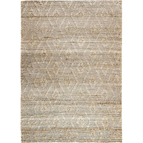 RELIEF JUTE - Tapis tressé en jute motifs losanges en relief naturel 120x170