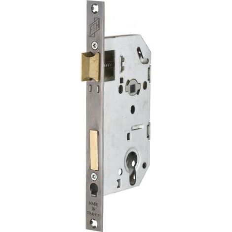 Serrure Encastrable SE 50 - Système de Retournement - Fermeture à Deux Tours - Têtière Nickelée Noir Mat - Coffre Ultra Précis - Axe 50 mm - Pour Porte d'Entrée - Noir (1/5)