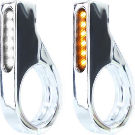 Clignotants LED universels séquentiels à double fonction pour fourche avant de moto, 12 V, ambre clignotant (1/4)