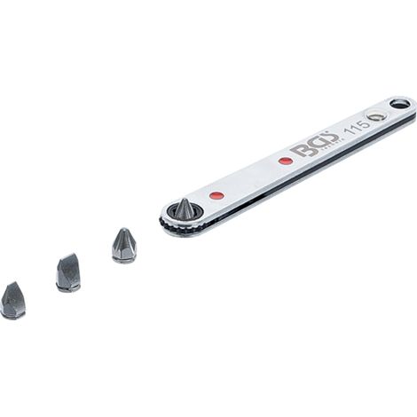 Bgs Technic – Cliquet spécial ultra fin 6,3 mm (1/4") – 4 embouts spéciaux – Transmission hexagonale pour vissage précis – Design compact pour espaces restreints