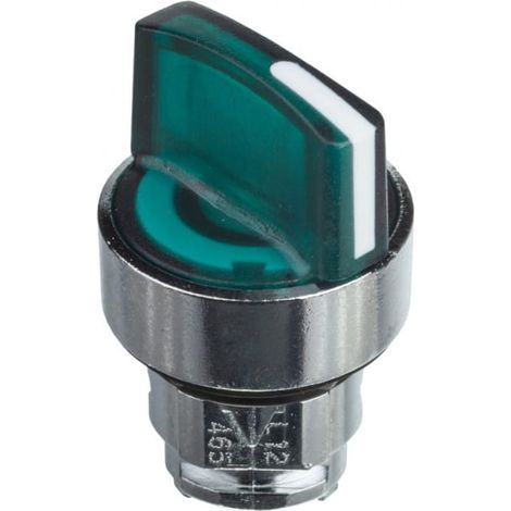 Interruptor de accionamiento de 2 posiciones, verde con retroiluminación, antirretorno ZB4BK1233