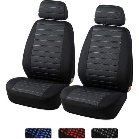 Housses de Siège de Voiture Avant Universelle 2 sièges, Tissu Housse Couverture Couvre Sieges Auto, Compatible avec L'airbag, Convient à la Plupart des Voitures Camionnette SUV Camion, Gris (1/5)