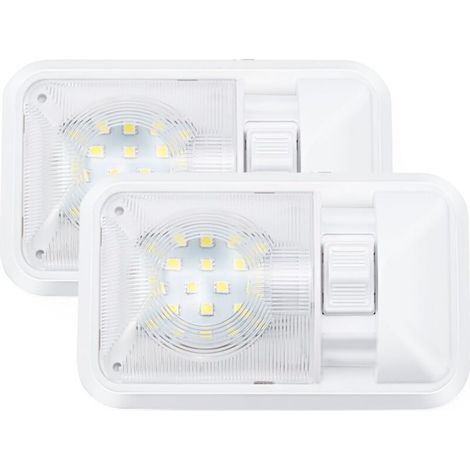 12 V plafonnier LED RV 280 lm, lampe de toit éclairage intérieur pour remorque, camping-car avec interrupteur (Lot de 2) (1/5)
