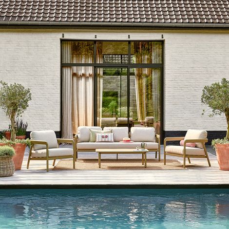 Salon de jardin bas 5 places en aluminium (1/5)