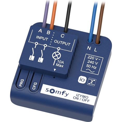 SOMFY 1822649 - Micro-récepteur d'éclairage ON/OFF IZYMO - Technologie io-homecontrol (1/4)