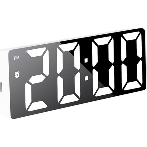 Reloj despertador digital Mateju para dormitorio, doble alarma, función de repetición, puerto de carga tipo C, temporizador de apagado, visualización de fecha y temperatura (blanco) (1/5)