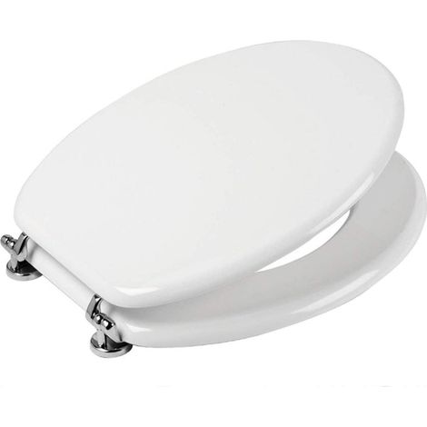 Sedile wc copri water tavoletta vaso universale bianco mdf legno pesante cerniere metallo bagno pezzi 1 (1/5)