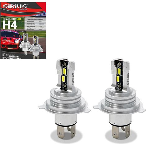 DISCORAMA KIT LAMPADE LED SIRIUS H4 12V 6000K JUNIOR SERIES COPPIA FARI AUTO LUCE BIANCA