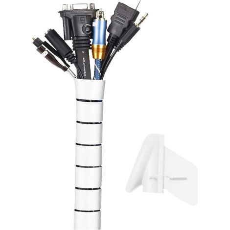 ZOLGINAH Kabelkanal, 2 m flexibler Kabelmanagementschlauch zur Organisation und zum Verstecken von TV- und PC-Kabeln, Kabelmanagement für Zuhause und Büro, 2 m – Ø 22 mm, Weiß (1/4)