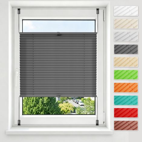 aubor Plissee ohne Bohren & zum Kleben Klemmfix Anthrazit 45x100cm (BxH) (1/5)