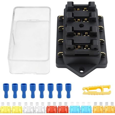 Fuse Box 4 Slot Fuse Holder Block Standard Blade 5A 10A 15A 20A Waterproof Cover ATC/ATO Holder DC 12V/24V for Car Boat RV SUV Van (1/5)
