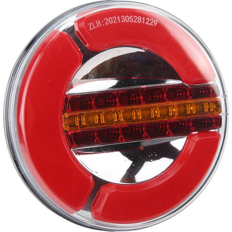 12-24V LED-Rückleuchte für Anhänger, rund, verchromt, wasserdicht (IP67), transparent rot (3000K), kompatibel mit LKWs, Booten und Yachten (1/5)