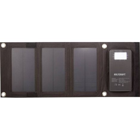 Voltcraft – Powerbank solaire 4000 mAh – SL4F – 2 ports USB – Panneaux monocristallins – Éclairage LED 4 modes – Fixation sac à dos (1/7)