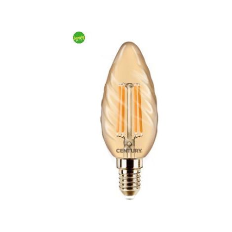 Lampadina led tortiglione Century incanto epoca Ambra 4 w (30 w) e14 2.200 k° (1/2)