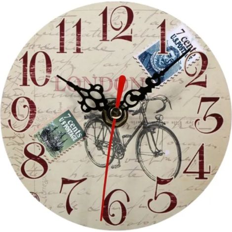 Horloge Murale Ronde - Bois Massif - Style Vintage Antique - Pour Salon Bureau Chambre - 1 Pièce (1/5)