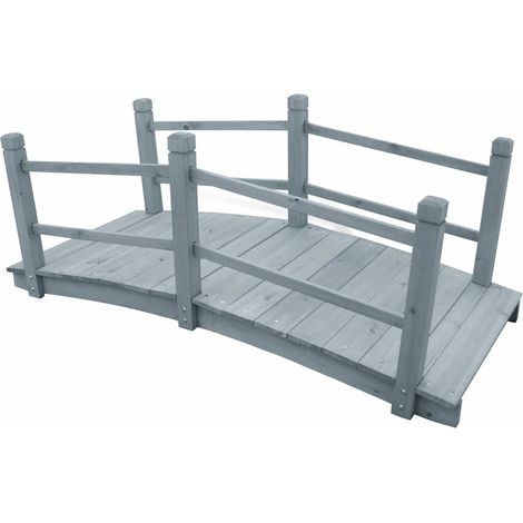 vidaXL Pont de jardin Gris 140x60x56 cm Bois de sapin massif (1/4)