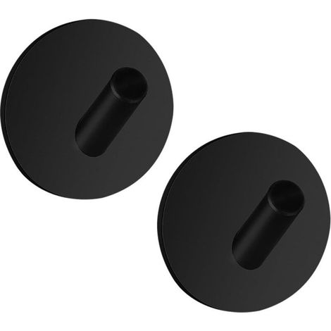 Crochets Adhesifs Muraux 2 Pièces Accroche Torchon Cuisine Sans Percage Avec Coussinet Collant Crochet Adhesif Mural Salle De Bain Acier Inox 304 Crochet Autocollant Adhesif, Rond, Noir (1/5)