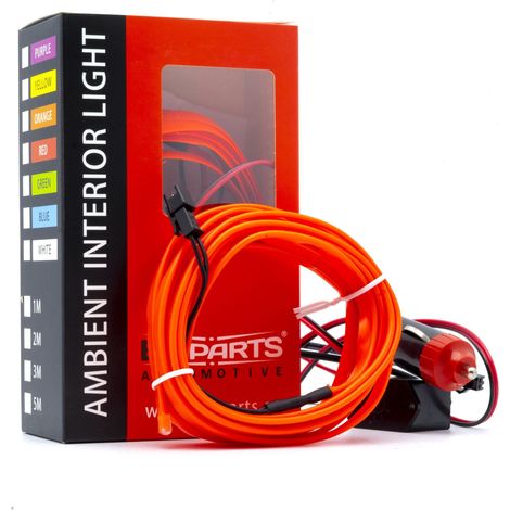 Guida luminosa a LED per auto, luce ambientale 12 V, rossa, 3 metri (1/4)