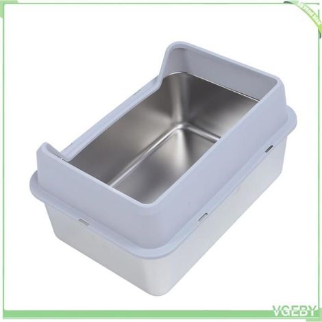 Bac à litière pour chat - FAFEICY - 50x35x15 cm - Acier inoxydable - Parois hautes anti‑éclaboussures - Grande taille (1/5)