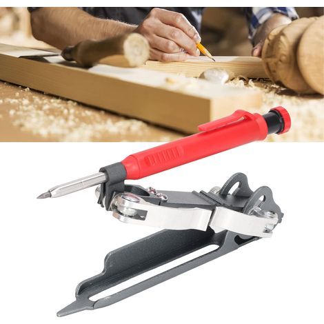Herramienta de dibujo multifuncional de aleación de aluminio con lápiz, regla de compás para la medición de contornos y el perfilado en trabajos de carpintería. (1/5)