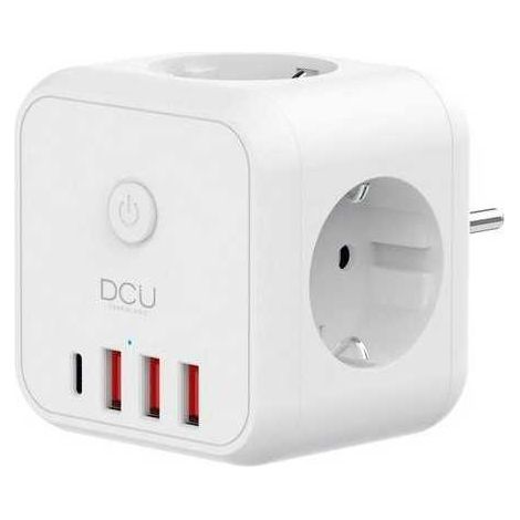 Regleta cubo 3 tomas + 4 puertos usb 5V/3.4A 3680W DCU
