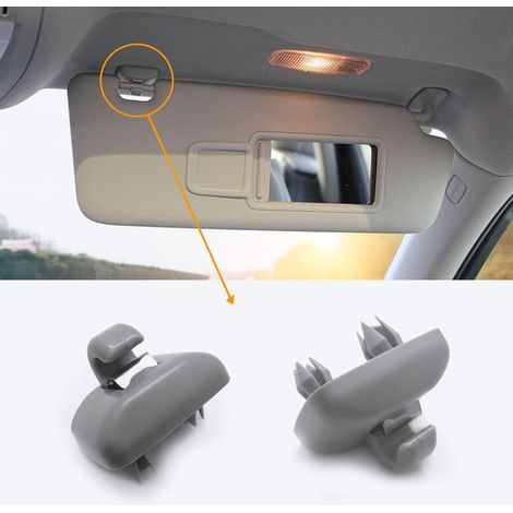 2 clip interne per aletta parasole, gancio di fissaggio per aletta parasole auto - Adatto per Audi A1 A3 A4 A5 Q3 Q5 S3 S4 S5 TT (grigio)