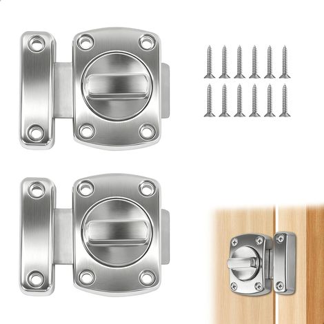 2 Pièces Verrou Porte Coulissante, Serrure Porte Alliage de Zinc, 180°Rotatif Loquet Porte, Verrou de Porte Anti Crochetage, Targette de Porte pour Portes Principales, Portails, Jardins(Argent) (1/5)