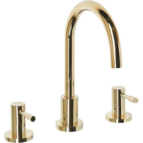 Rubinetto da Bagno per Lavabo in Ottone Dorato con Due Manopole Sipi (1/5)