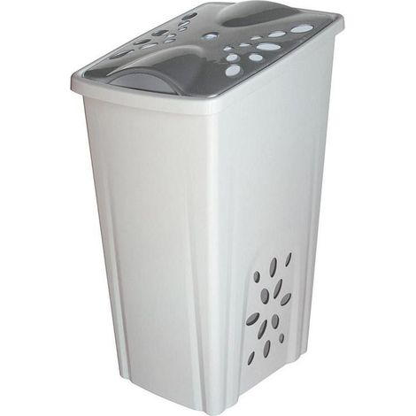 Ac-Deco – Corbeille à linge 45 L en plastique – Dimensions : 60 cm de hauteur, 35 cm de longueur, 30 cm de largeur – Couvercle perforé pour aération
