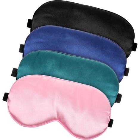 Lot de 4 masques de sommeil - masque pour les yeux ajustable avec élastique - occultant - doux - respirant - pour hommes et femmes (1/5)