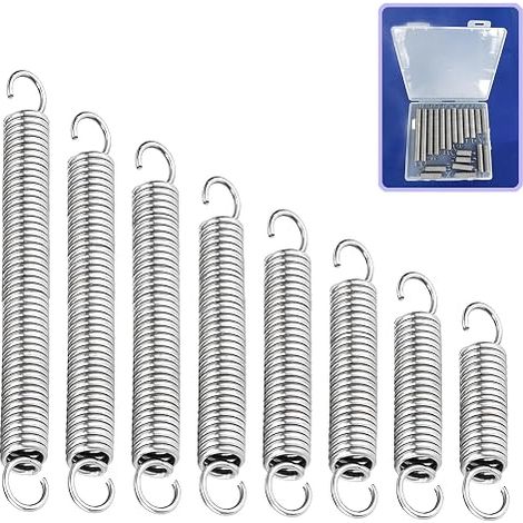 Pull Spring Kit, Long 5cm 6cm 7cm 8cm 9cm 10cm 11cm 12cm Line Diameter 1.2mm Outer Diameter 12mm Stainless Steel Tension Springs with Hook End For DIY
